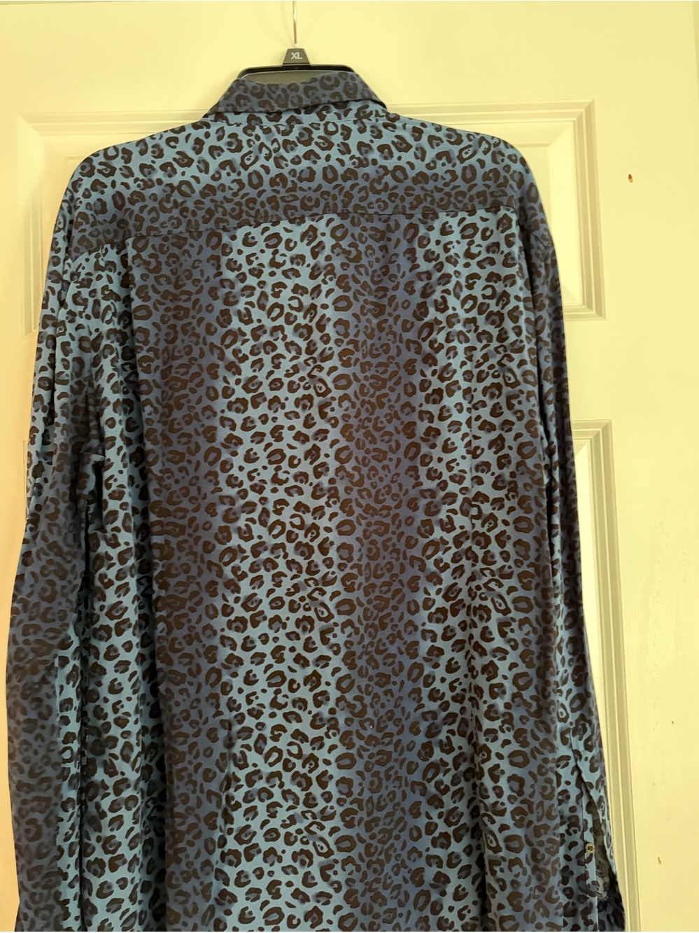HUGO Men’s Blue and Black Leopard Print Button-Down Shirt
